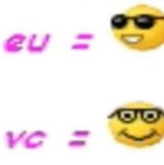 three emoticions with the words eu and vc