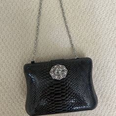 Nwt Great Condition! Can Be A Shoulder Bag Or Clutch. Black Rectangular Evening Bag With Silver-tone Hardware, Formal Evening Shoulder Bag With Silver-tone Hardware, Silver-tone Hardware Evening Shoulder Bag, Evening Crossbody Bag With Silver-tone Hardware, Rectangular Clutch With Silver-tone Hardware For Daily Use, Evening Clutch Shoulder Bag With Silver-tone Hardware, Black Clutch Evening Bag With Silver-tone Hardware, Silver Crossbody Box Bag For Formal Occasions, Silver Formal Crossbody Box Bag