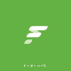 the letter f is made up of white lines on a green background with an arrow