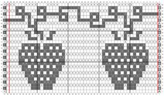 a cross stitch pattern with squares in grey and red on the bottom, and an orange line across the middle