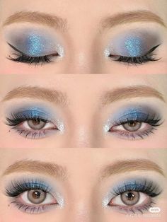 Sliver Makeup, Silver Eye Makeup, Blue Makeup Looks, Silver Makeup, Gold Eye Makeup, Dance Makeup, Swag Makeup, Eye Makeup Pictures, Eye Makeup Designs