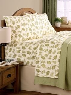 Forest Pinecone Portuguese Cotton Percale Sheet Set Comfortable Bedding, Flannel Sheets, Vermont Country Store, King Size Sheets, Highland Homes, Percale Sheets, Country Store, Cotton Sheet Sets, Quality Bedding