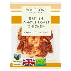 waitrosee british whole roast chicken with hot or cold seasoning, 8oz