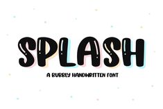 the word splash is written in black and pink with polka dots on a white background