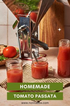 homemade tomato sauce in mason jars on a kitchen counter