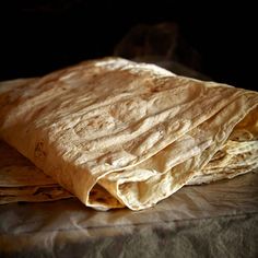 three tortillas are stacked on top of each other