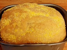 a loaf of bread in a pan on a table