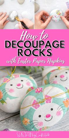 how to decorate rocks with easter paper napkins