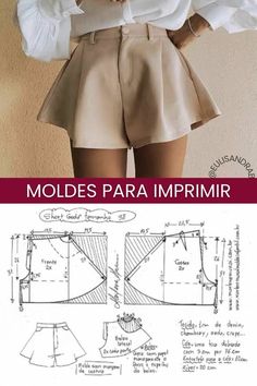 an image of a woman's skirt and blouse with the words moldes para imprimir