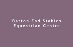 the barton end stables equestrian centre logo is shown in white on a purple background with black lettering