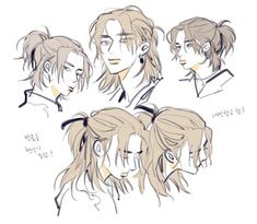 some drawings of the same person with different hair styles