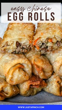 Easy Chinese Egg Rolls Recipe Chinese Egg Rolls Recipe, Pork Egg Roll Recipes, Chinese Egg Rolls, Egg Rolls Recipe, Homemade Egg Rolls, Pork Egg Rolls, Chicken Egg Rolls, Chinese Egg