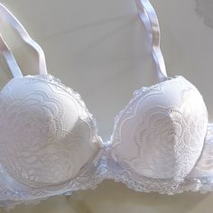 Beautiful Push-Up Bra All Lace Size 34c Brand New Never Worn Lace Push-up Bra, Delicate Lace Push-up Bra, Coquette Fitted Lace Bra, Lace Push-up Bra With Lace Trim, White Lace Push-up Bra, Lacy Bras, Beautiful Bra, Cute Bras, Bras And Panties