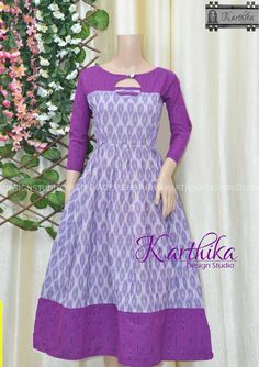 Ikkat Frocks For Women, Frock Neck Designs For Women, Kids Blouse Designs, Girls Dress Sewing Patterns, Designer Kurti Patterns