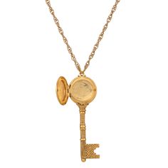 Unlock a world of elegance with our art deco-inspired skeleton key pendant, boasting intricate floral motifs adorning its charming locket, capable of safeguarding cherished memories within two delicately nestled photos. Suspended gracefully from a sleek rope chain, this pendant exudes vintage allure with its graceful curves and ornate detailing, making it a captivating addition to any jewelry collection. Perfect for those who appreciate both style and sentiment, this piece effortlessly merges ti Key Necklace Vintage, Art Deco Locket, Vintage Gold Necklace, Interesting Jewelry, Skeleton Keys, Photo Locket Necklace, 1928 Jewelry, Vintage Inspired Jewelry, Disney Aladdin