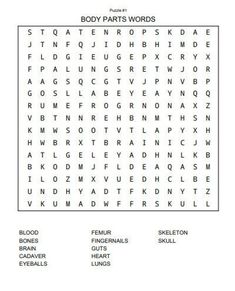 the body parts word search is shown