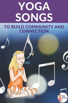 the cover of yoga songs to build community and connection, with an image of a woman sitting