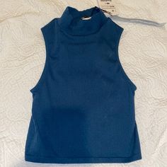 Nwts Zara Sleeveless Turtleneck. Part Of The Limitless Contour Collection - More Of A Teal Color - Size Xs/S Zara Sleeveless Halter Top For Spring, Blue Cami Halter Top, Casual Stretch Halter Top Sleeveless Blouse, Blue Fitted Cami Halter Top, Casual Stretch Halter Top, Blue Fitted Halter Top Cami, Fitted Sleeveless Halter Top Casual Style, Fitted Blue Halter Top Cami, Fitted Blue Halter Cami Top