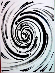 a black and white painting with swirls on it