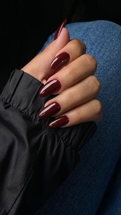 Dark Red Nails, Red Acrylic Nails, Cherry Wine