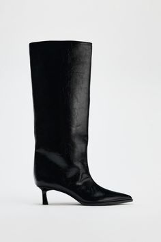 KITTEN HEEL BOOTS - Black | ZARA United States Wide Leg Boots, Rich Girl Fashion, Kitten Heel Boots, Joggers Shoes, Black Heel Boots, Rich Girl, Material Girls, Heel Boots, Kitten Heel