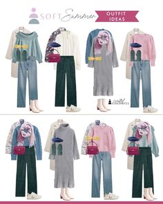 Soft Summer Work Outfits, Soft Summer Color Palette Outfits, Wardrobe Colour