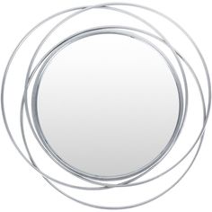 the circular mirror is made from metal wire and has four sections on each side, one with