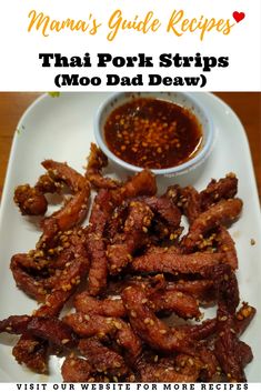 Thai Pork Strips (Moo Dad Deaw) Thai Appetizer, Loin Recipes, Thai Pork, Pork Jerky, Pinoy Recipes, Recipes Asian, Pork Loin Recipes, Fast Foods, Vietnam Food