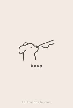 a black and white drawing of a dog with the word boop on it