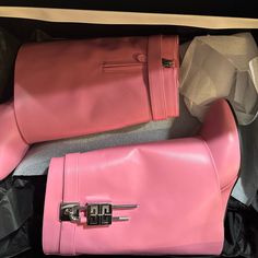 Brand New And Laminated Bottom Done At The Shoe Maker Luxury Pink Pointed Toe Boots, Designer Pink Calf Leather Heels, Pink Leather Evening Boots, Luxury Pink Boots For Formal Occasions, Givenchy Shark Boots, Shark Boots, Shoe Maker, Givenchy Shark, Givenchy Shoes