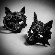 Wild Wolfs Steampunk Black Masquerade Couple Party Masks @Usms-M39501bk-M31192bk Black Masks For Halloween Costume Party, Black Masks For Halloween Masquerade, Black Masquerade Masks And Prosthetics For Halloween, Black Masks And Prosthetics For Halloween Masquerade, Black Masks And Prosthetics For Carnival Cosplay, Black Fantasy Masks And Prosthetics For Costume Party, Black Masks And Prosthetics For Cosplay Carnival, Fantasy Black Masks And Prosthetics For Party, Punk Masquerade Mask For Halloween Costume