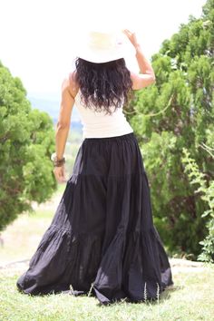 All items are shipped to Thailand Post . Free upgrade to D.H.L Express when you buy 2 or more items . The USA only. Please leave a phone number with orders . US sizing fits XS - XL please check the sizes in inches in the description. This lovely Boho long skirt is made from 100% cotton soft and very comfortable.The skirt is half lined, in three tiers and full elastic waistband A great piece to wear with a tight or cropped top . Its is very comfy to wear and easy to care for just wash cold cycle Bohemian Style Solid Color Lined Skirt Bottoms, Bohemian Solid Color Lined Skirt, Black Non-stretch Full Maxi Skirt, Solid Bohemian Ruffled Skirt, Bohemian Ruffled Skirt In Solid Color, Bohemian Style Skirted Bottoms, Black Bohemian Maxi Skirt With Gathered Detail, Bohemian Solid Color Skirted Bottoms, Bohemian Skirted Bottoms