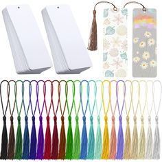 PRICES MAY VARY. PACKAGE INCLUDED: 80 Pcs heavy white blank bookmarks and 80 pcs coloful tassels, Can make 80 pieces personalized bookmarks. DIY BOOKMARK: You can make your own bookmarks by hand-painting, diamond decoration, paint painting, printing, etc. Bookmarks are rounded on all sides, and the punching holes are precise and easy to combine with tassel. DECENT SIZE: Each card bookmark is approx. 5.5 x 2 inch/14 x 5 cm, the color tassel ia about 5 inches/12.7cm long, is a commonly used bookma Penanda Buku Diy, Cardstock Bookmarks, Buku Diy, Penanda Buku, Book Crafts Diy, Bookmark Card, Bookmark Craft, Coloring Bookmarks, Personalized Bookmarks