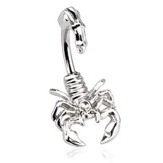 a silver scorpion charm on a white background