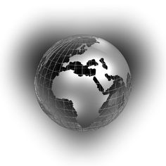 a silver globe with black and white squares on it's surface, in the middle of an abstract background