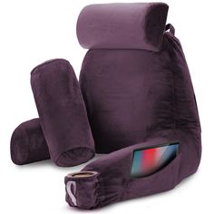 the seat cushion is designed to look like it's made out of purple fabric