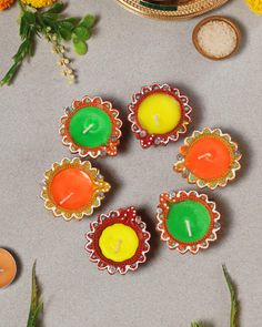 decorated cookies sitting on top of a table