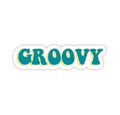 the word grooy in green and yellow sticker on a white background,