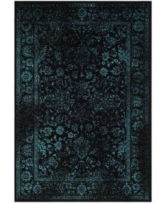 a dark blue rug with an intricate design