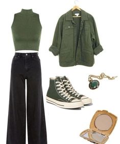 Green Aesthetic Outfit, Acubi Outfit, School Outfits Fall, School Ootd, Acubi Fashion, Rustic Outfits, Korean Casual Outfits, Fall Clothing