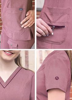 Love the dusty rose color of these scrubs to still feel cute when I'm working. Scrubs For Women, Scrubs Medical, Medical Outfit, Corporate Wear, Dusty Rose Color, Medical Scrubs, Princess Seams, Scrub Pants