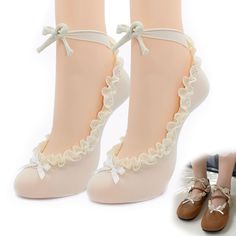 PRICES MAY VARY. 【Super Cute Design】These tied ballet dance socks are designed with cotton lace, Can make all your mediocre shoes instantly cute!It's as pretty as a circle of lace on your shoes! 【Two Ways To Wear】 You can choose to leak out the heel for a cool and sexy look, or wrap the heel for a cozy and cute look. 【No Size Worries】These lace frilly sock are made of 65% cotton, 28% acrylic, 7% spandex with a very stretchy. can be easily worn by all sizes of feet, and are comfortable and Sweat Frilly Socks With Heels, Cute Ruffle Socks, Frilly Socks Aesthetic, Cute Frilly Socks, Kawaii Ankle Socks, Lace Ankle Socks, Dance Socks, Kawaii Socks, Pretty Socks