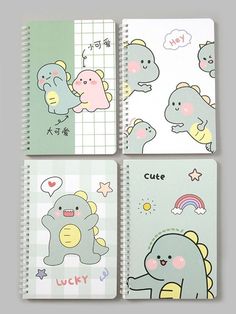 Kawaii School Supplies Notebooks, Kawaii Stationery Notebooks, Dinosaur Notebook, Kawaii Notebook, Pretty School Supplies, Stationery Obsession, Notebook Cute, Cute Stationary School Supplies, Cute School Stationary