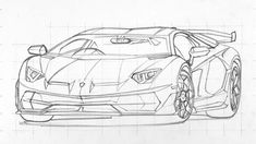 a pencil drawing of a sports car