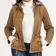 ~ New W/Tags ~ Size: 2x ~ Shade: Camel ~ Material: (Shell) 100% Cotton/ (Lining) 100% Polyester ~ Comes With Detachable Hood. ~ Zip Up & Button Up W/ Waist Tie. ~ Button Up Pocket & Side Pockets Open On Side! #Winter #Layer #Fall #Autumn #Neutral #Aesthetic #Vibe #Sweater #Street #Wear #Urban #Functional #Outwear ~No Trades ~Make An Offer Winter Utility Outerwear For Everyday, Utility Style Winter Outerwear For Everyday, Khaki Utility Outerwear For Fall, Utility Style Khaki Outerwear For Fall, Hooded Spring Outerwear For Everyday, Hooded Outerwear For Everyday Fall, Brown Hooded Outerwear For Everyday, Spring Everyday Hooded Outerwear, Trendy Fall Parka For Cold Weather