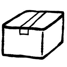 a black and white drawing of a box