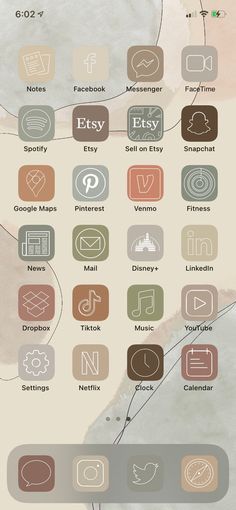 an iphone screen showing the icons for different types of things on it's display