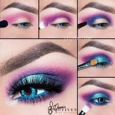 80s Makeup Trends, Doe Eye Makeup, Blue Eyeshadow Looks, Festival Make Up, 70s Makeup, 80s Makeup, Bluish Green Eyes, Purple Lipstick