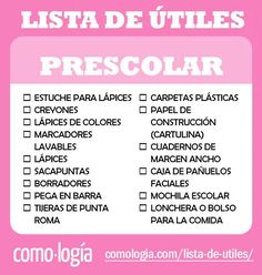 a pink and white poster with the words list de utiles presolar