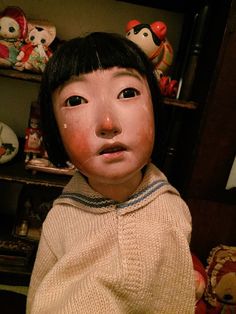 Glossier Campaign, Japanese Statues, Japanese Statue, Hina Matsuri, Face Carving, Haunted Dolls, Art And Literature, Funny Character